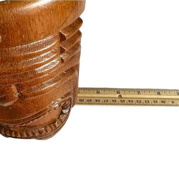 Vintage Hawaiian Wooden Tiki Mug Souvenir From Waikiki By Aloha Treasures - Picture 9 of 11